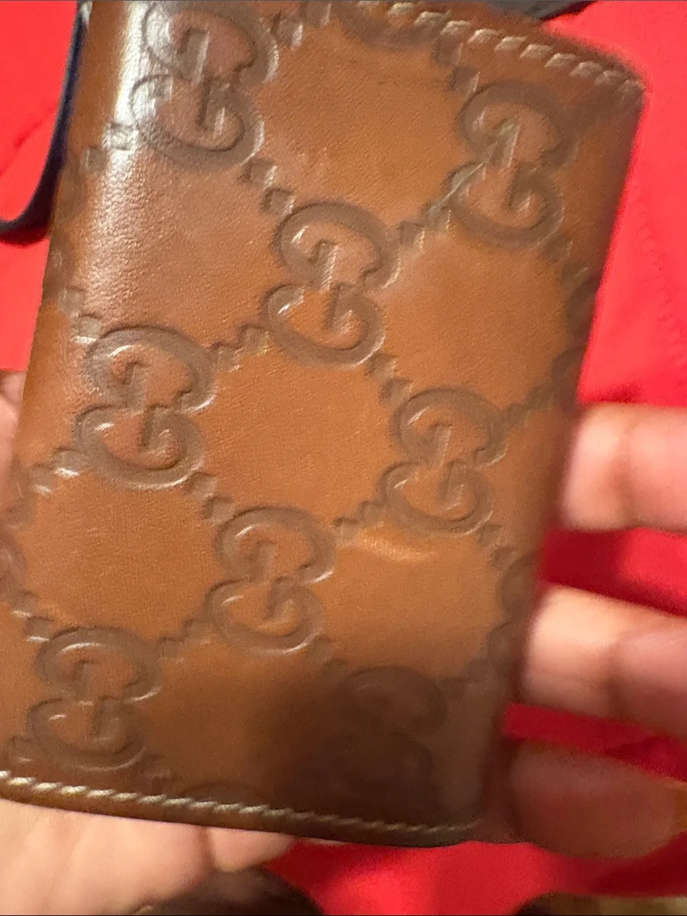 Gucci Brown GG-Embossed Leather Key & Card Holder